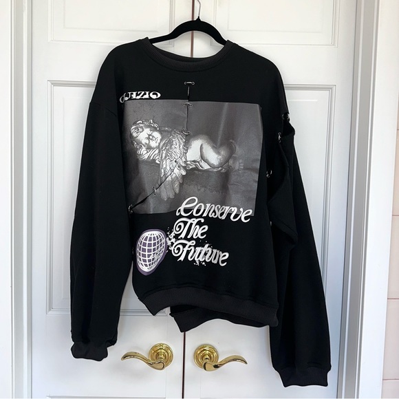 Danielle Guizio Conserve the Future Black Sweatshirt - Picture 1 of 12
